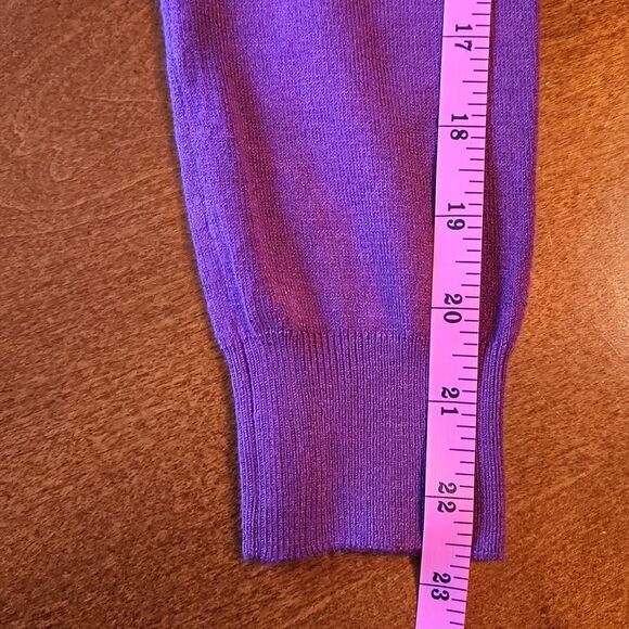 Fit Apparel V-Neck 3/4 Sleeve Bodycon Cropped Knit Cardigan, Medium, Purple - Picture 5 of 8